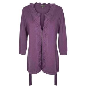 Classique Entier Atelier Women's 100% Merino Wool cardigan Sweater Purple size S